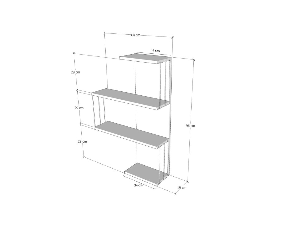 Mensola da parete in legno "Cambel" - 64 x 19 x 96 cm - Marrone