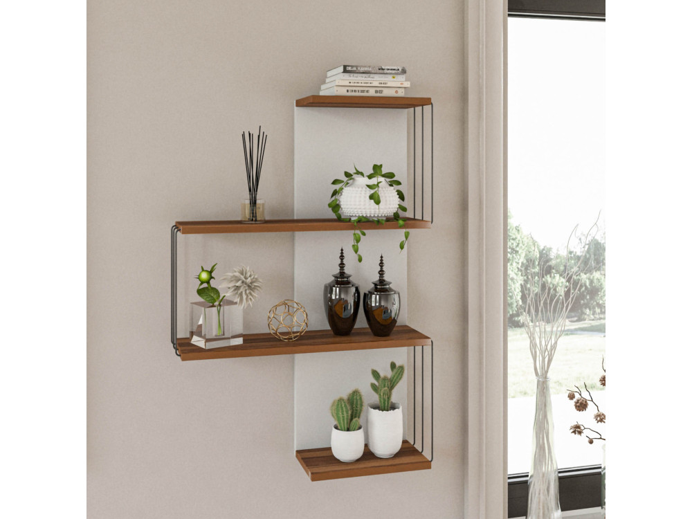 Mensola da parete in legno "Cambel" - 64 x 19 x 96 cm - Marrone