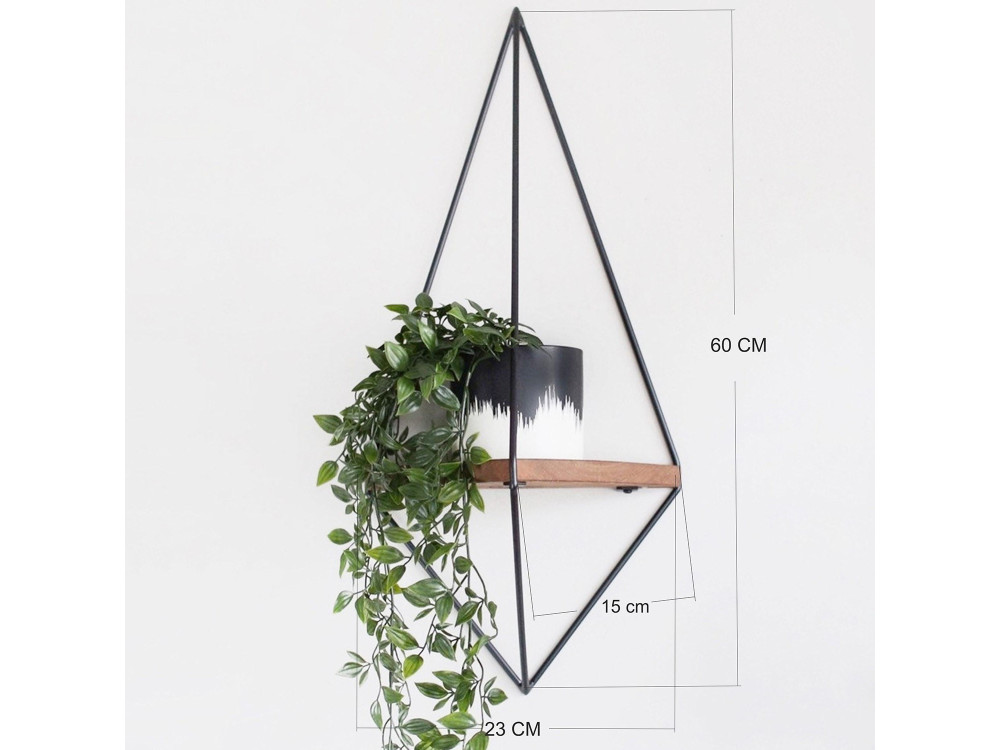 WR039" mensola geometrica da parete in legno - 23 x 15 x 60 cm - Marrone