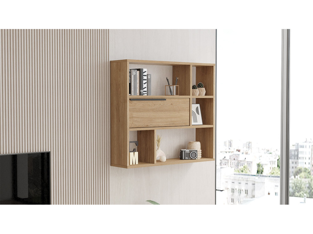 Mensola da parete in legno "Calvin" - 90 x 22 x 81 cm - Marrone