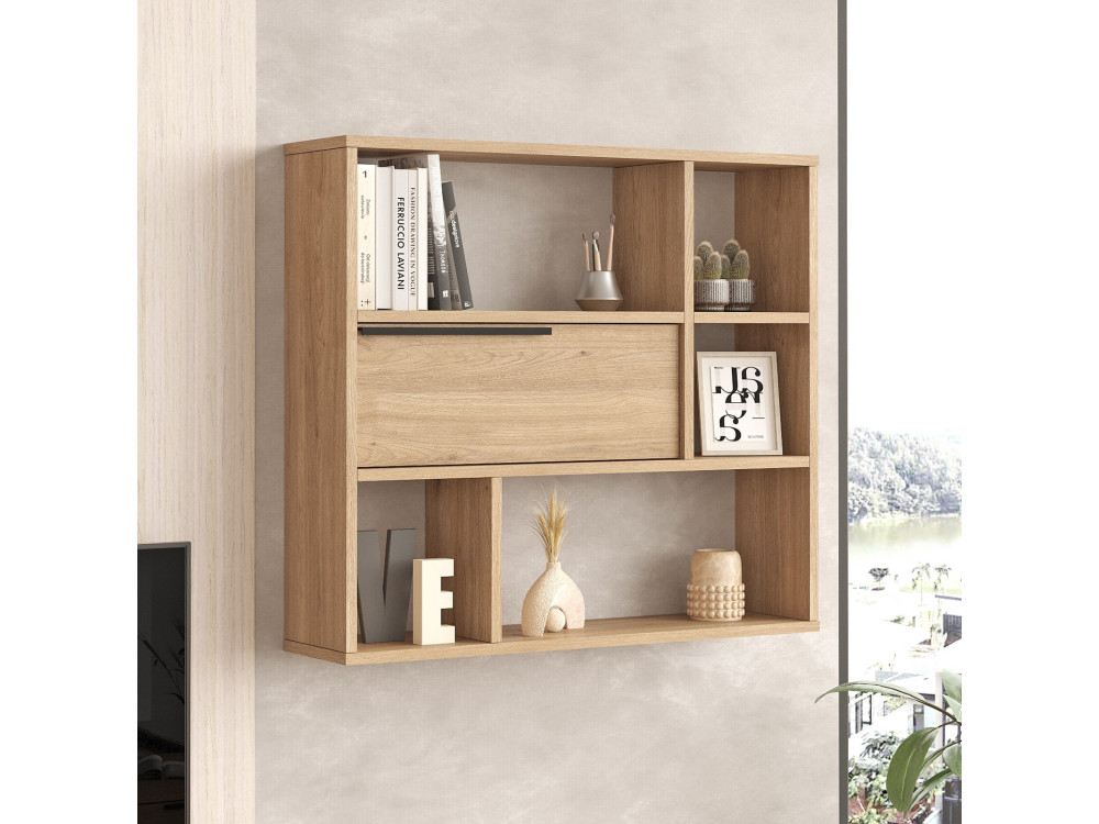 Mensola da parete in legno "Calvin" - 90 x 22 x 81 cm - Marrone