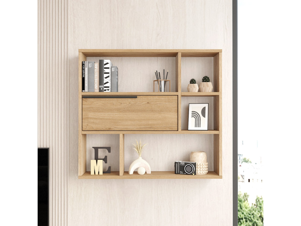 Mensola da parete in legno "Calvin" - 90 x 22 x 81 cm - Marrone