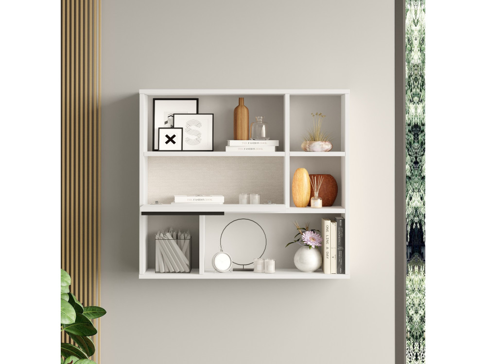 Mensola a muro in legno "Calvin" - 90 x 22 x 81 cm - Bianco