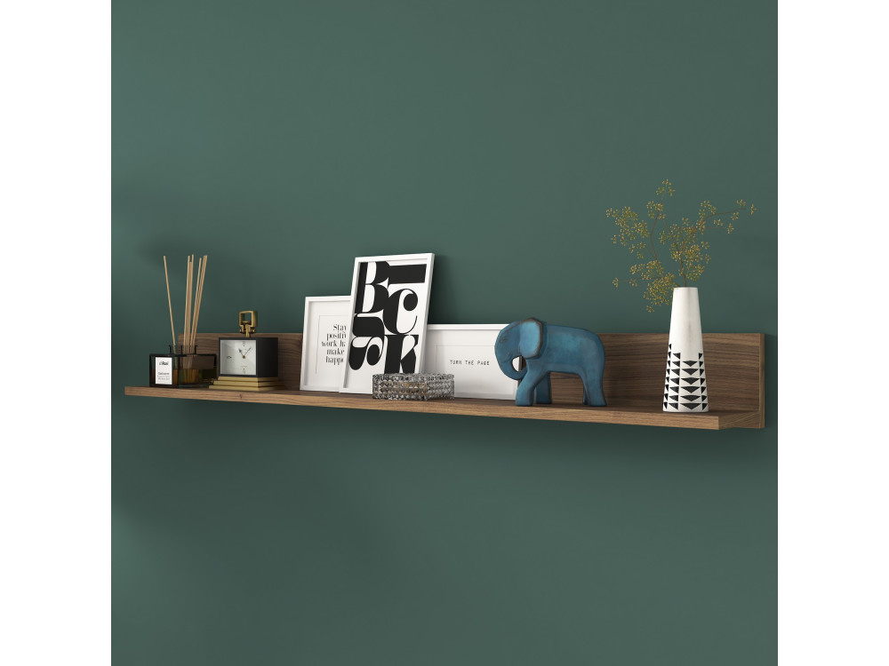 Mensola da parete in legno "Eno" - 135 x 13 x 15 cm - Marrone