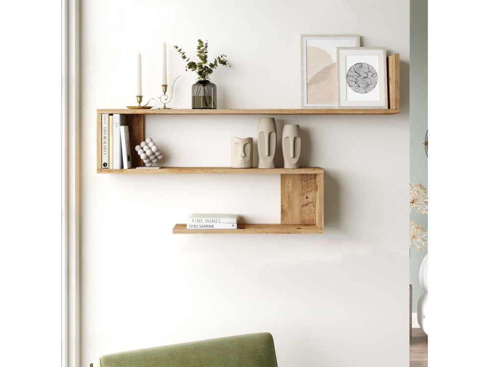 Mensola da parete in legno "Wlad" - 120 x 14 x 71 cm - Marrone
