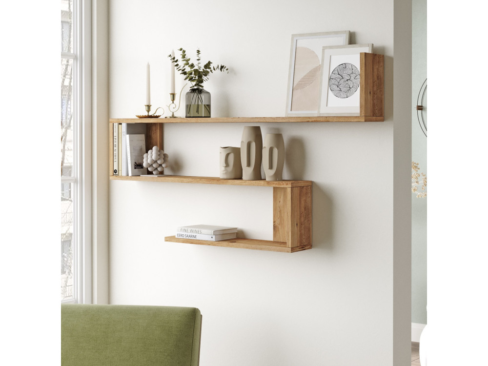 Mensola da parete in legno "Wlad" - 120 x 14 x 71 cm - Marrone