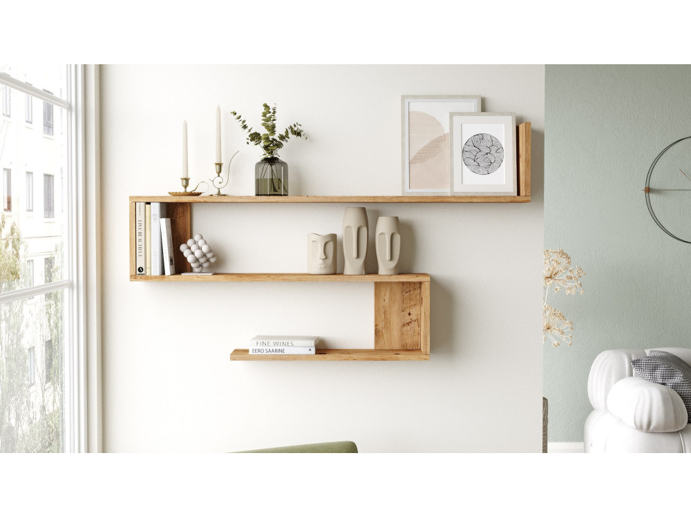 Mensola da parete in legno "Wlad" - 120 x 14 x 71 cm - Marrone