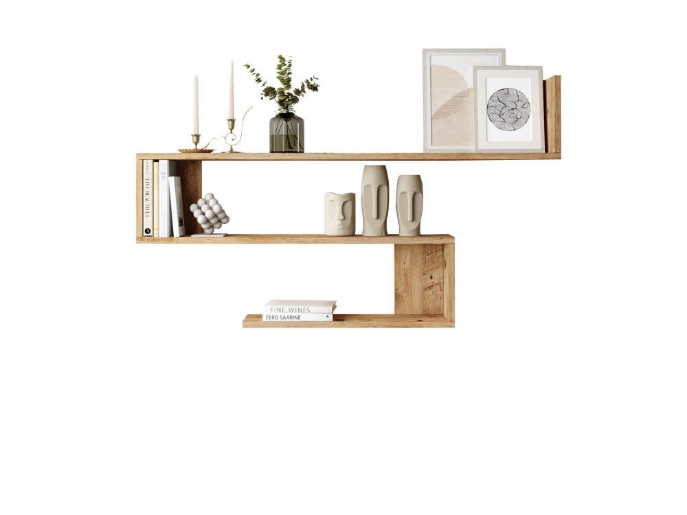 Mensola da parete in legno "Wlad" - 120 x 14 x 71 cm - Marrone