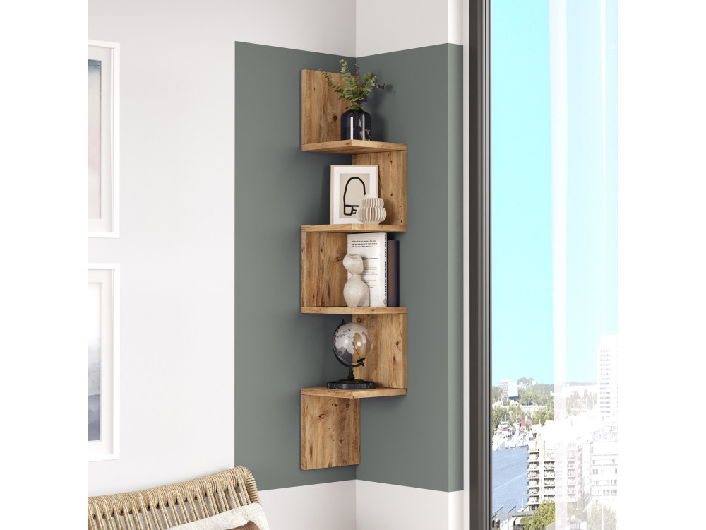 Mensola da parete in legno "Lula" - 22 x 22 x 117 cm - Marrone