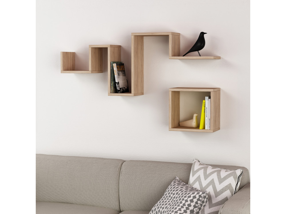 Mensola da parete in legno "Follow" - 116 x 20 x 45 cm - Marrone