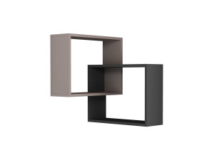 Set di 2 mensole angolari da parete in legno "Ring" - 68 x 60 x 68 cm - Marrone chiaro moka