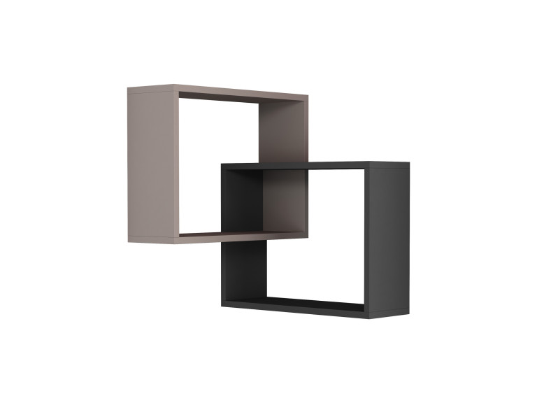 Set di 2 mensole angolari da parete in legno "Ring" - 68 x 60 x 68 cm - Marrone chiaro moka