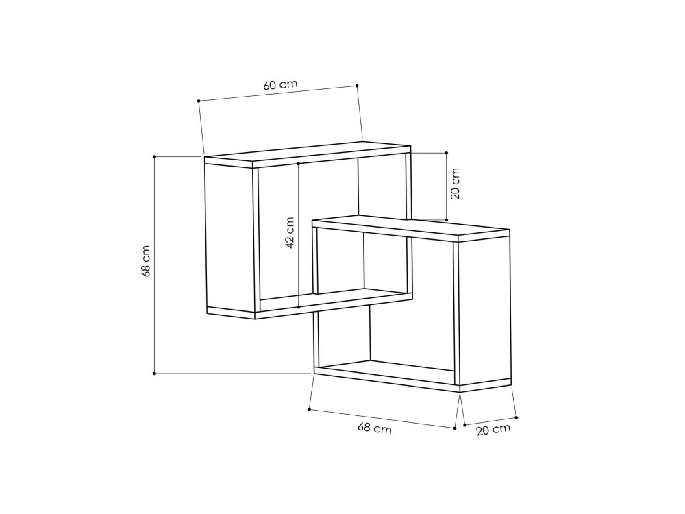 Set di 2 mensole angolari in legno "Ring" - 68 x 60 x 68 cm - Bianco