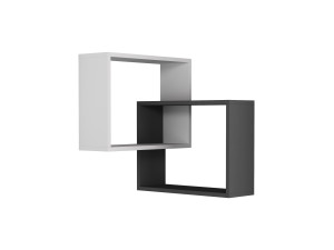 Set di 2 mensole angolari in legno "Ring" - 68 x 60 x 68 cm - Grigio antracite