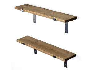 Set di 2 mensole da parete in legno "Looby" - 60 x 14 x 16 cm - Marrone