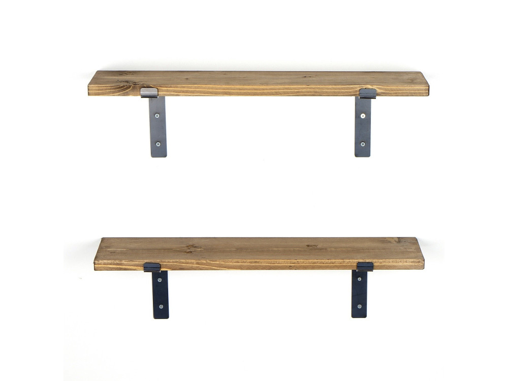 Set di 2 mensole da parete in legno "Looby" - 60 x 14 x 16 cm - Marrone
