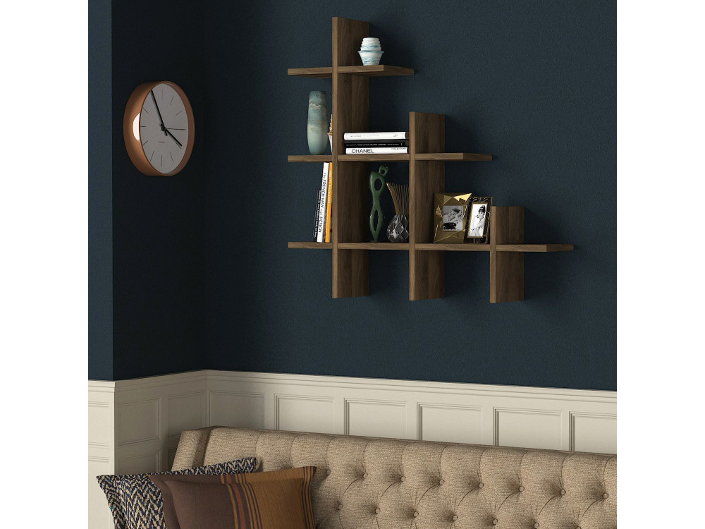 Mensola da parete in legno "Juke" - 76 x 18 x 80 cm - Marrone
