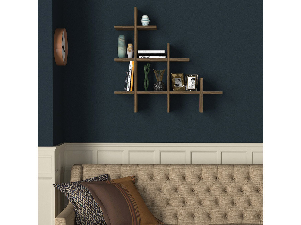 Mensola da parete in legno "Juke" - 76 x 18 x 80 cm - Marrone
