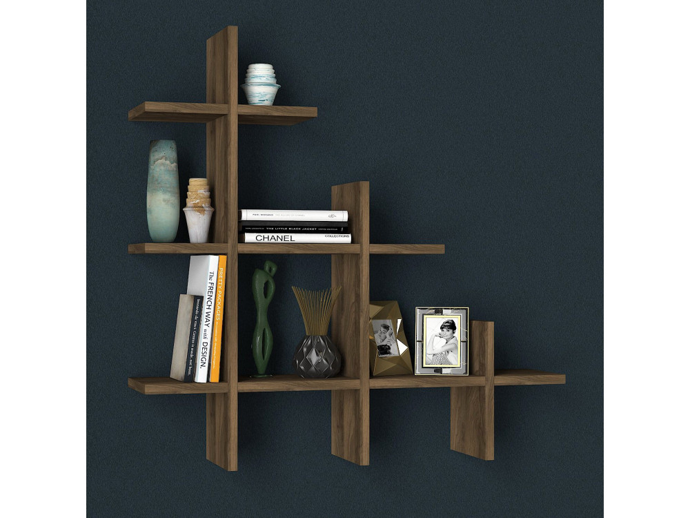 Mensola da parete in legno "Juke" - 76 x 18 x 80 cm - Marrone