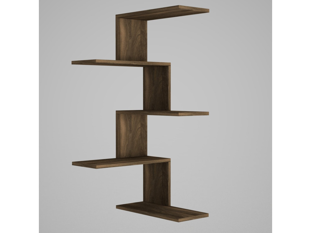 Mensola angolare in legno "Caniko" - 51 x 29 x 109 cm - Marrone