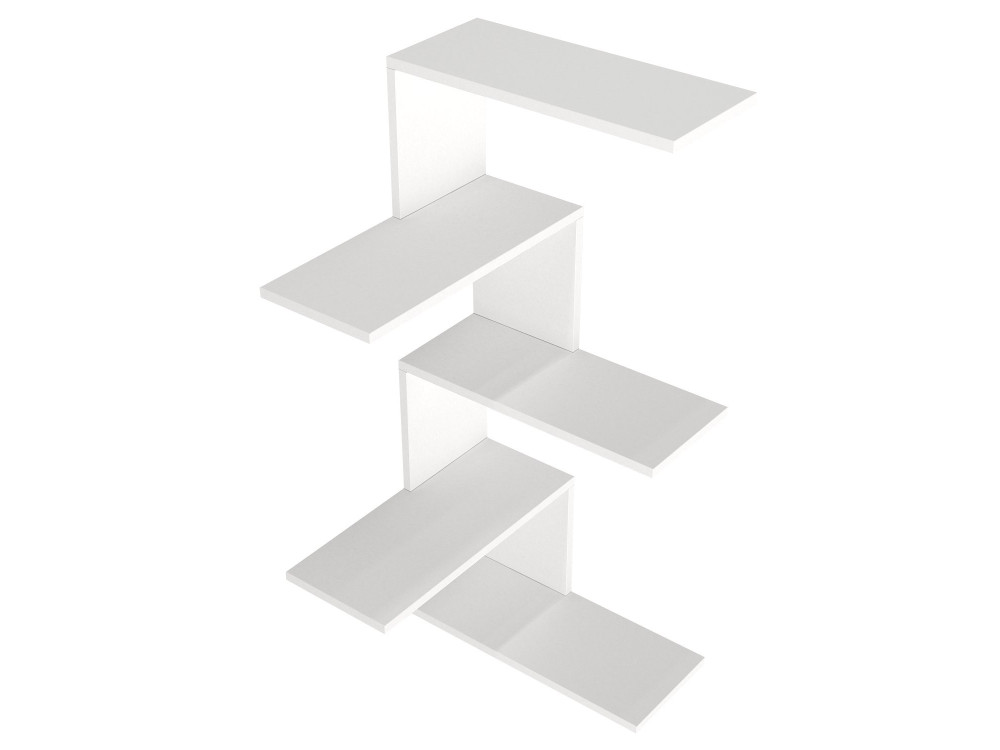 Mensola angolare in legno "Caniko" - 51 x 29 x 109 cm - Bianco
