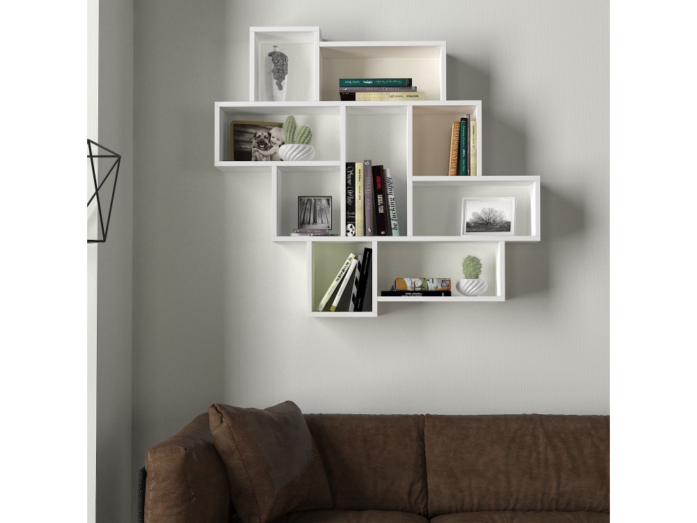 Mensola da parete in legno "Parola" - 115 x 15 x 103 cm - Bianco