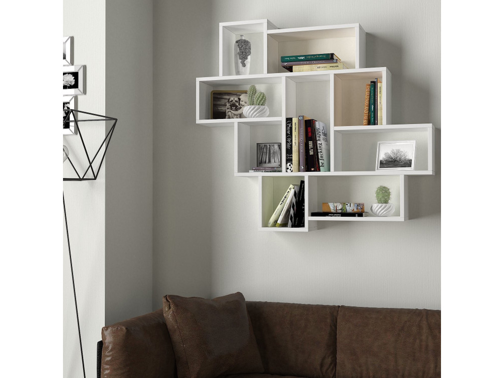 Mensola da parete in legno "Parola" - 115 x 15 x 103 cm - Bianco