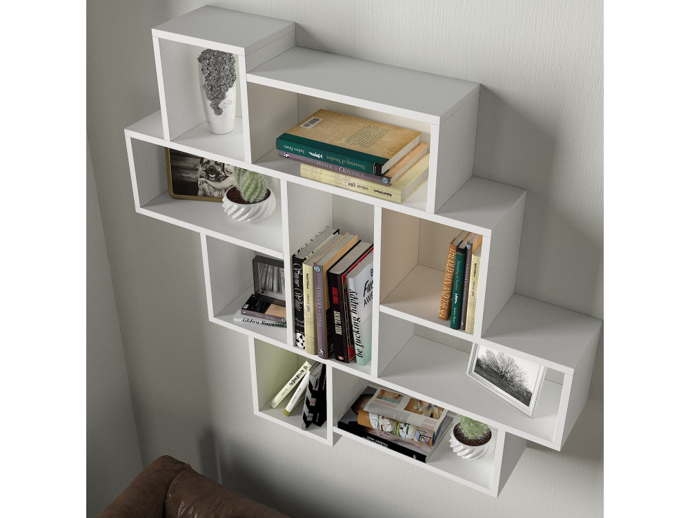 Mensola da parete in legno "Parola" - 115 x 15 x 103 cm - Bianco