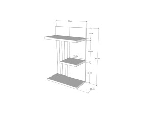 Scaffale a parete in legno "Kinik" - 40 x 19 x 60 cm - Bianco