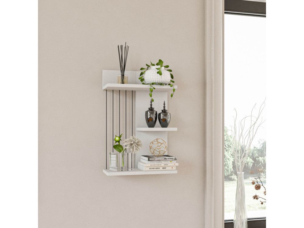 Scaffale a parete in legno "Kinik" - 40 x 19 x 60 cm - Bianco