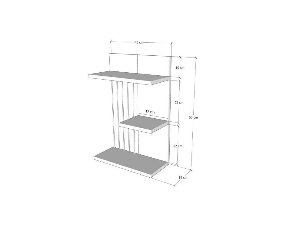 Scaffale a parete in legno "Kinik" - 40 x 19 x 60 cm - Bianco