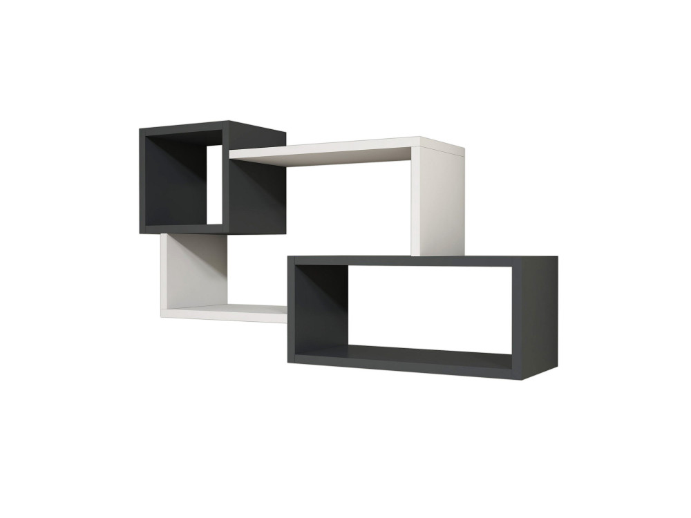 Mensola da parete in legno "Afro" - 90 x 20 x 51 cm - Grigio antracite