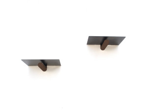 Set di 2 mensole da parete in metallo "WR042" - 21 x 6 x 15 cm - Nero