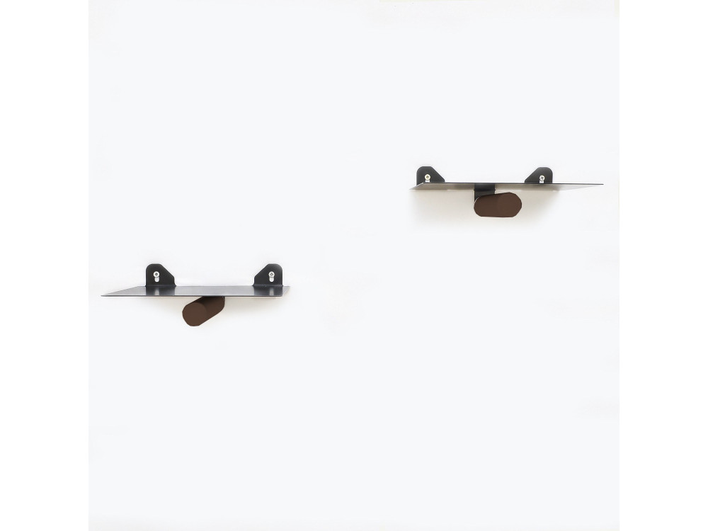Set di 2 mensole da parete in metallo "WR042" - 21 x 6 x 15 cm - Nero
