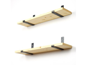 Set di 2 mensole da parete in legno "LAM008" - 60 x 14 x 16 cm - Beige