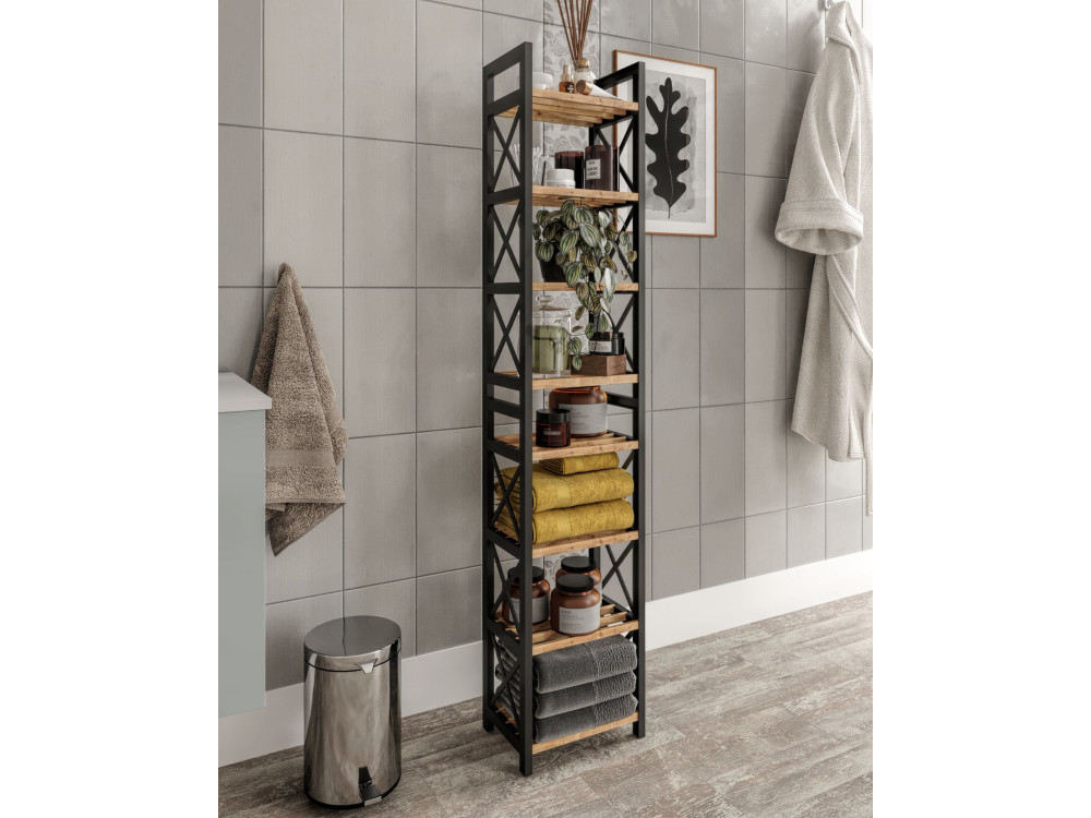 Scaffale multifunzionale "Mini" in legno 23 x 18 x 128 cm - Nero