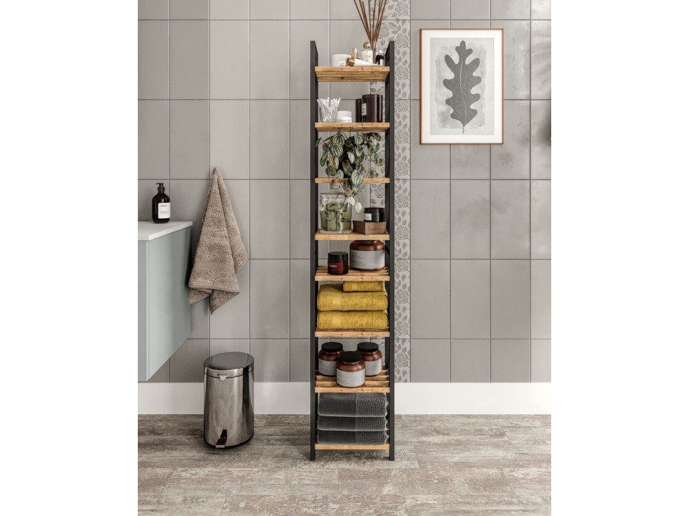 Scaffale multifunzionale "Mini" in legno 23 x 18 x 128 cm - Nero
