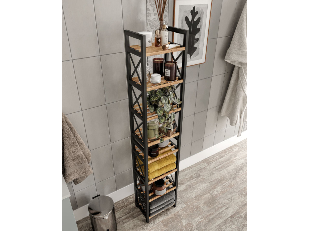 Scaffale multifunzionale "Mini" in legno 23 x 18 x 128 cm - Nero
