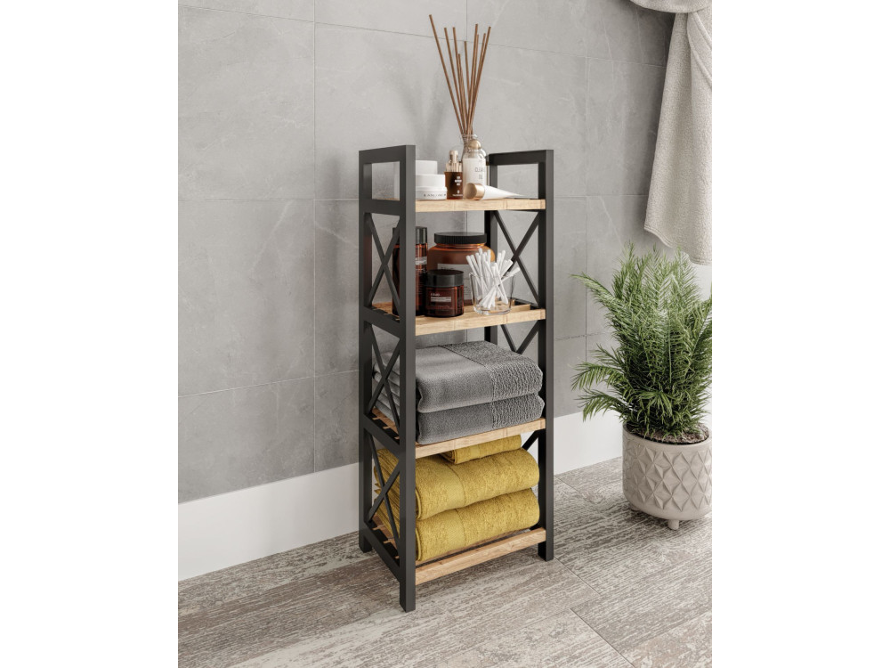 Scaffale multifunzionale "Mini" in legno - 23 x 18 x 64 cm - Nero