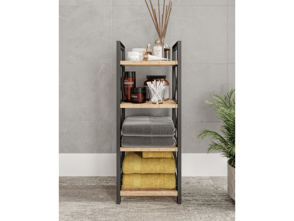 Scaffale multifunzionale "Mini" in legno - 23 x 18 x 64 cm - Nero