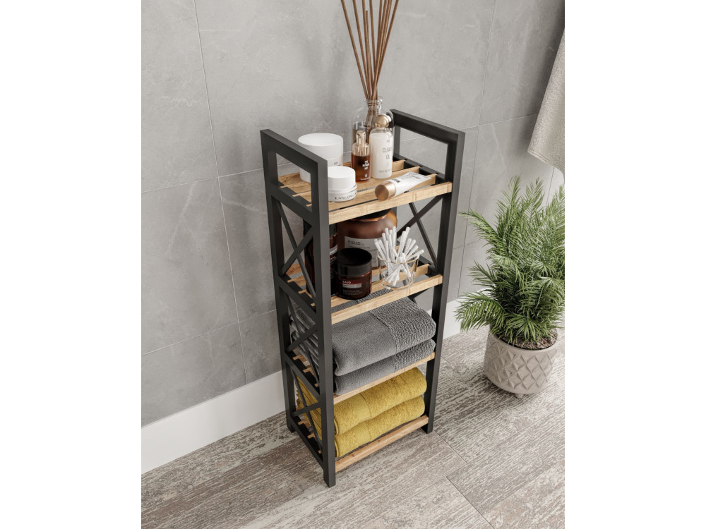 Scaffale multifunzionale "Mini" in legno - 23 x 18 x 64 cm - Nero