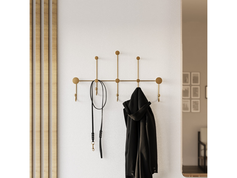 Gancio da parete in metallo "iyon-A" - 80 x 10 x 45 cm - Oro