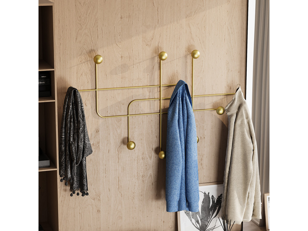 Gancio da parete in metallo "Samara" - 107 x 10 x 64 cm - Oro