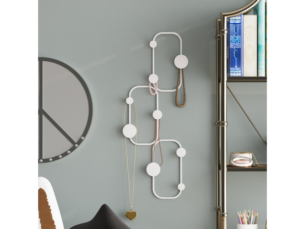 Gancio a muro in metallo "Lizzard" - 28 x 5 x 70 cm - Bianco