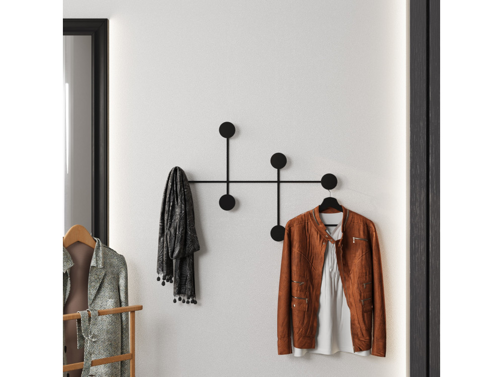 Gancio da parete in metallo "Dama" - 82 x 10 x 60 cm - Nero