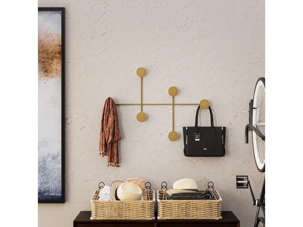 Gancio da parete in metallo "Dama" - 82 x 10 x 60 cm - Oro