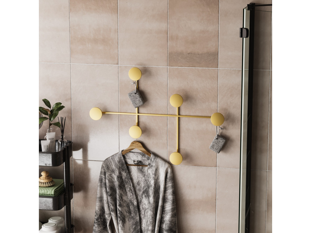 Gancio da parete in metallo "Dama" - 82 x 10 x 60 cm - Oro