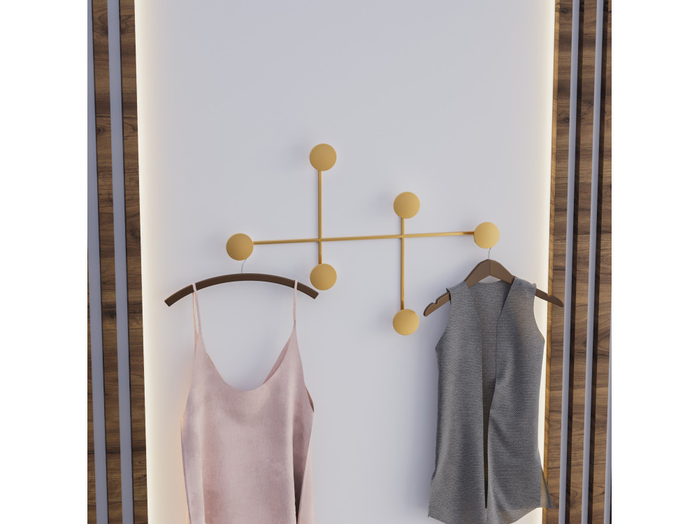 Gancio da parete in metallo "Dama" - 82 x 10 x 60 cm - Oro