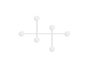 Gancio da parete in metallo "Dama" - 82 x 10 x 60 cm - Bianco
