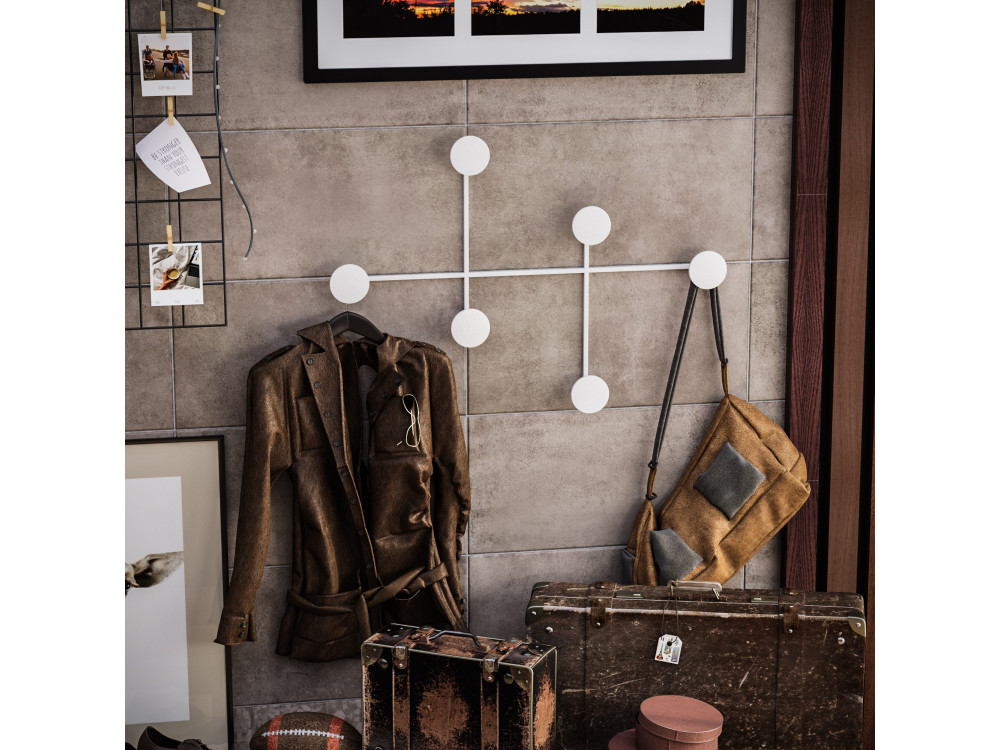 Gancio da parete in metallo "Dama" - 82 x 10 x 60 cm - Bianco